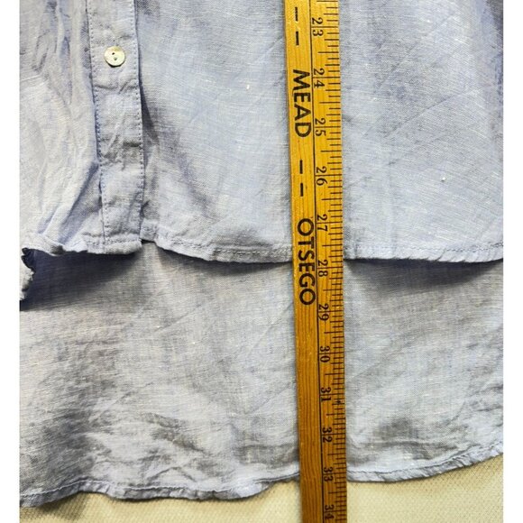 Rachel Zoe Womens 100% Linen Button-Down Shirt Size 1X Light Blue Coastal Beach - Picture 5 of 12